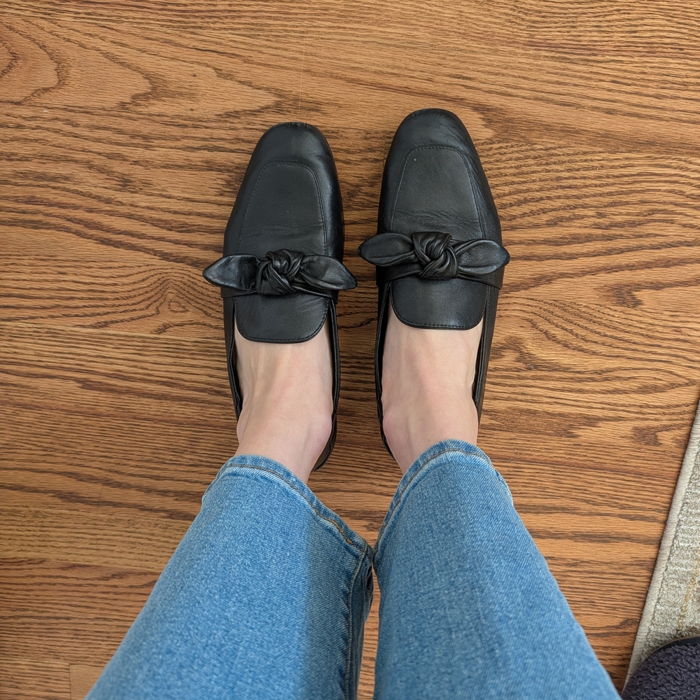 Stuart Weitzman Black Knot Detail Loafers